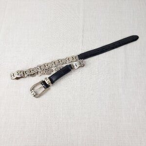 Brighton Black Silver Tone Double Locking Hearts Belt B2503 Womens 30/Medium